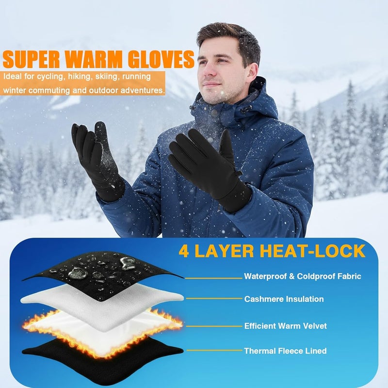 Outrip Winter Waterproof Snow Gloves for Men Women,Cold Weather Warm Thermal Touchscreen Gloves for Running, Driving, Cycling - Image 2